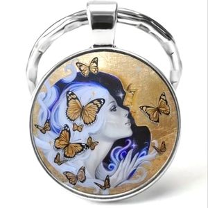 Butterfly Fairy Keychain - Stainless Steel Keyring Butterfly Angel